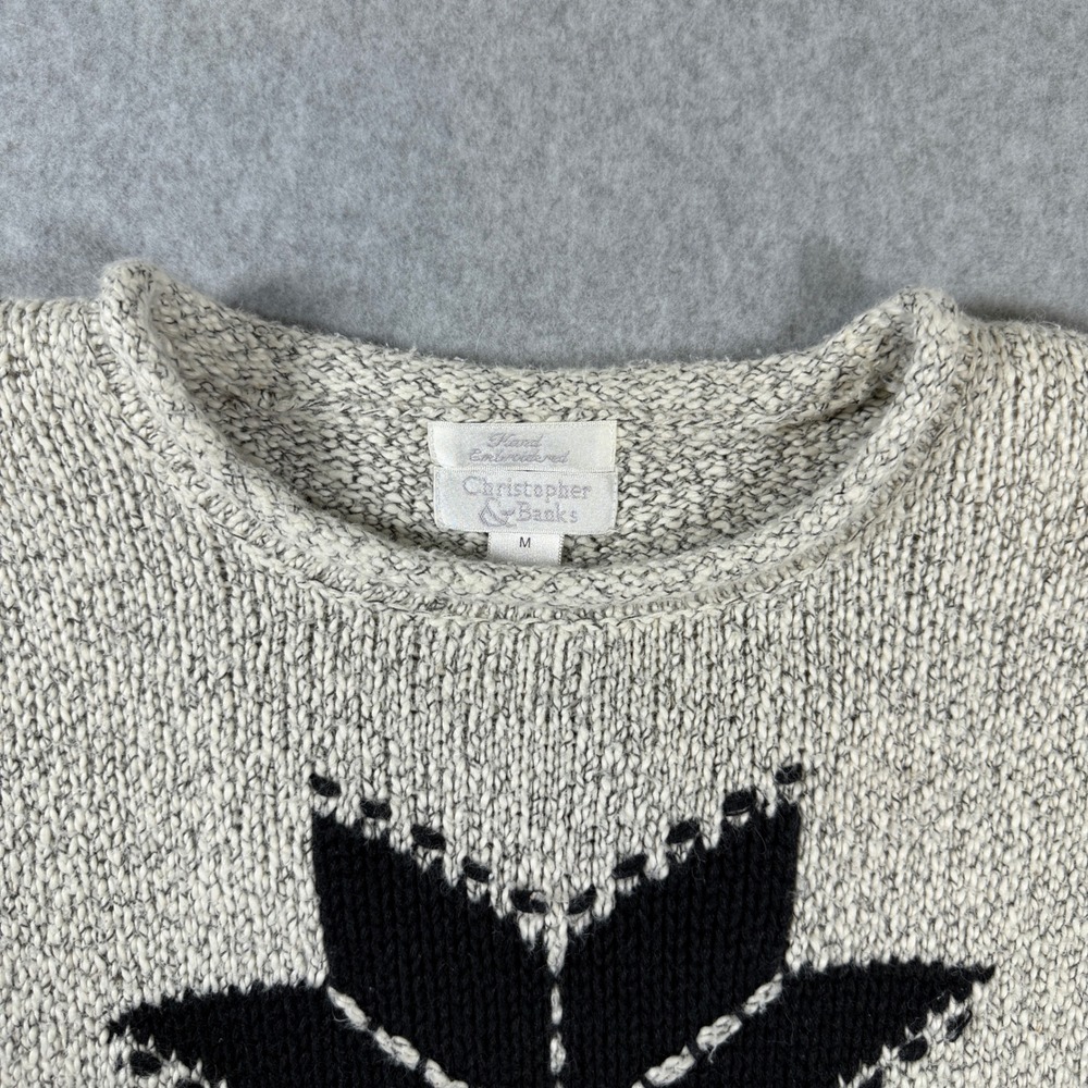 VTG Christopher & Banks Rollneck Hand Embroidered Sweater Womens M Snowflake - Picture 10 of 10